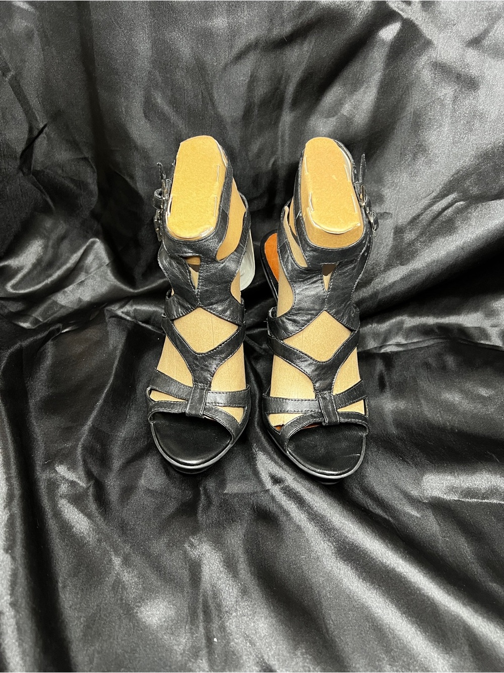 Aldo Black Strappy Cutout High-Heel Sandals